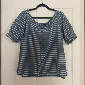 Ralph Lauren Ladies Short Sleeve Striped Cotton/Linen Top Medium